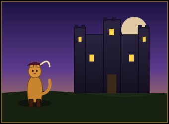 Puss in Boots before the ogre's castle